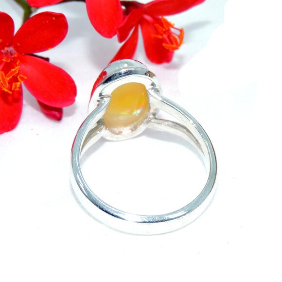 Ethiopian opal Gemstone Ring, Opal 925 Sterling Silver Ring, Natural Opal - Picture 3 of 5